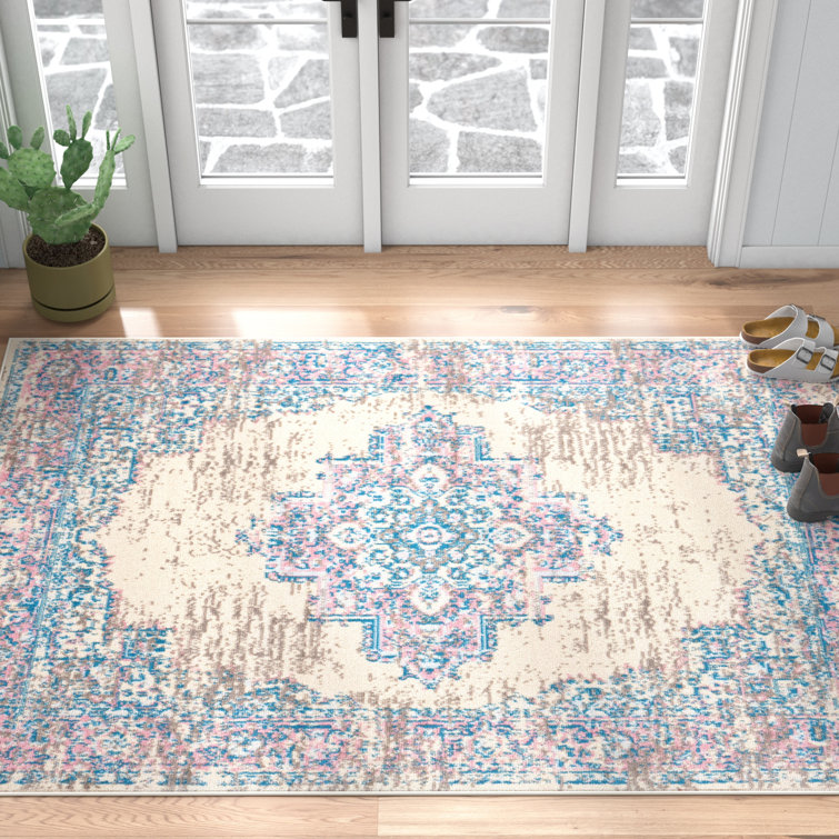 Langley Street Persephone Ivory/Pink/Blue Rug & Reviews Wayfair.co.uk